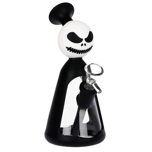 Nightmarish Silicone on Glass Water Pipe - 7.25" / 14mm F - Discreet Smoker
