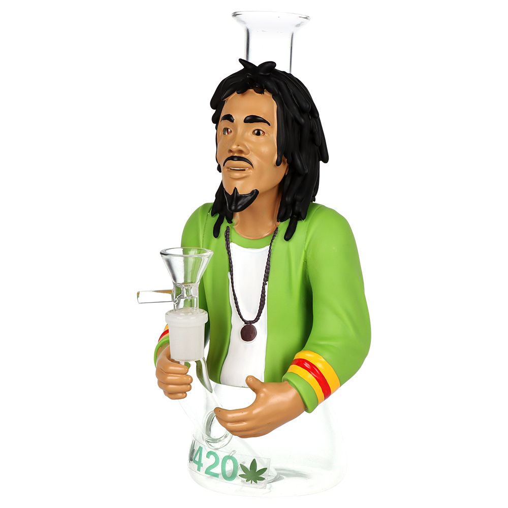 Reggae Legend Glass & Vinyl Water Pipe - 9" / 14mm F - Discreet Smoker