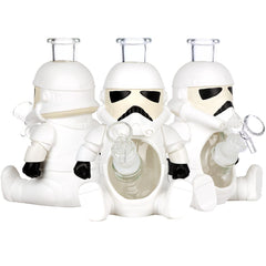3CT BUNDLE - Smoke Trooper Glass & Vinyl Water Pipe - 7" / 14mm F - Discreet Smoker