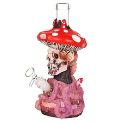 Mushroom Skull Tentacle Glass & Vinyl Water Pipe - 10.5" / 14mm F - Discreet Smoker