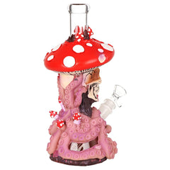 Mushroom Skull Tentacle Glass & Vinyl Water Pipe - 10.5" / 14mm F - Discreet Smoker