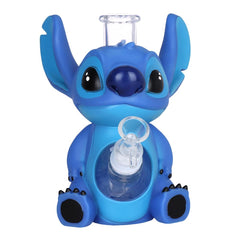 Little Blue Creature Vinyl on Glass Water Pipe - 7" / 14mm F - Discreet Smoker
