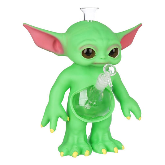 Baby Alien Glass & Vinyl Water Pipe - 11.5" / 14mm F - Discreet Smoker