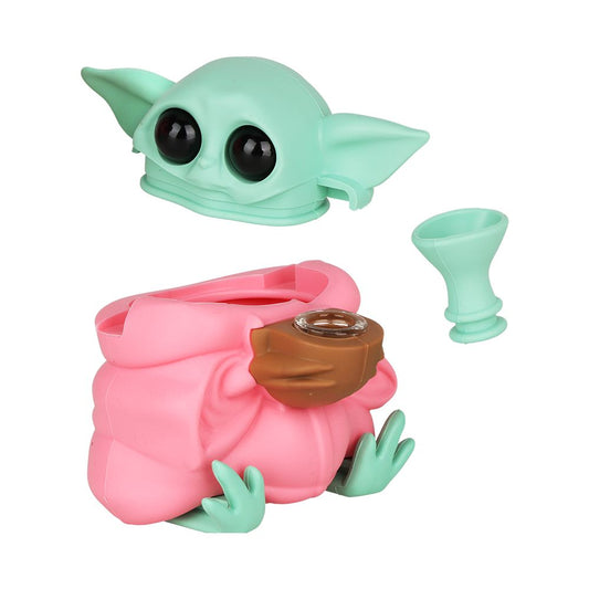 Baby Alien Silicone Water Pipe w/ Glass Bowl - 4.75" / Colors Vary