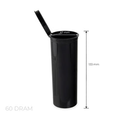 Loud Lock Pop Top Plastic Storage Vial 60 Dram - 75ct - Discreet Smoker