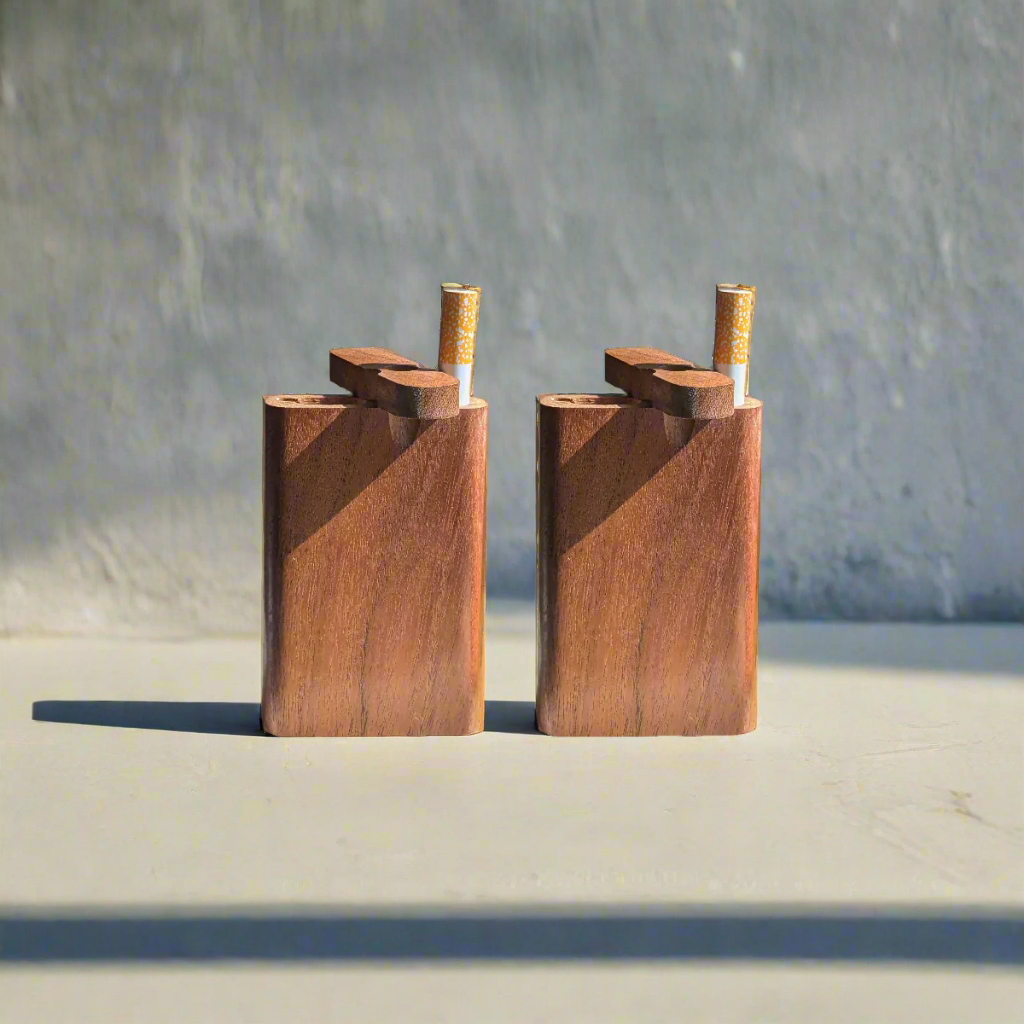 2 Pack - Wood Dugout w/One Hitter & Cleaning Tool - Discreet Smoker