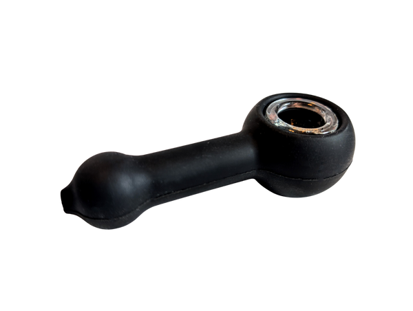 Black Silicone Pipe with Cleaning Tool - Discreet Smoker