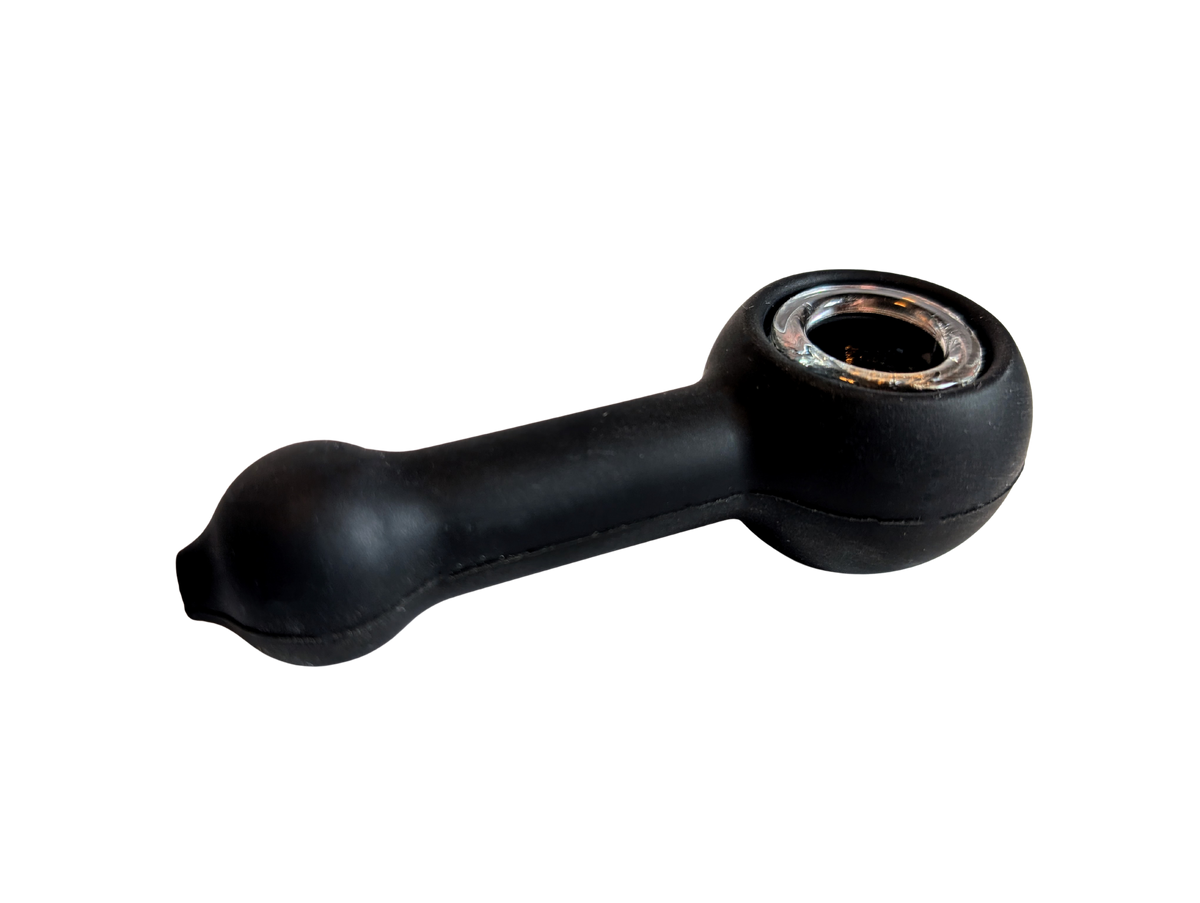 Black Silicone Pipe with Cleaning Tool - Discreet Smoker