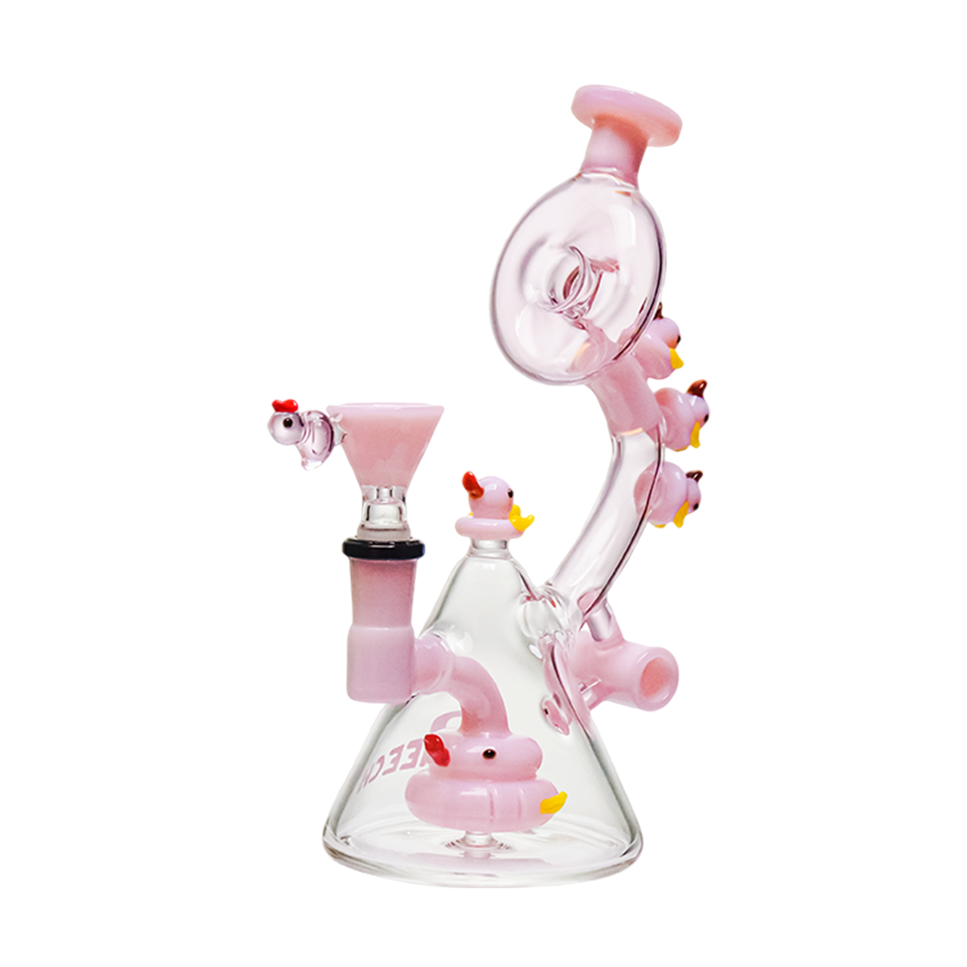 Cheech Glass 8.5" The Ducks on the Ring Water Pipe - Discreet Smoker