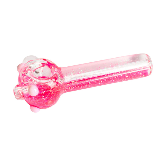 Red Eye Glass 4.5" Sparkle Liquid Glass Pipe, Pink
