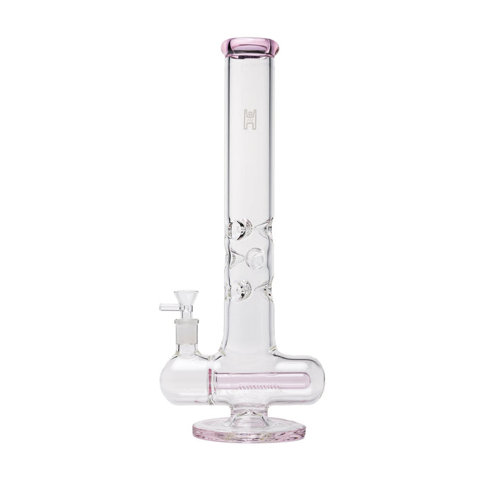 Human Grade Inline Tube Triple Ice Catch Glass Water Pipe, Pink