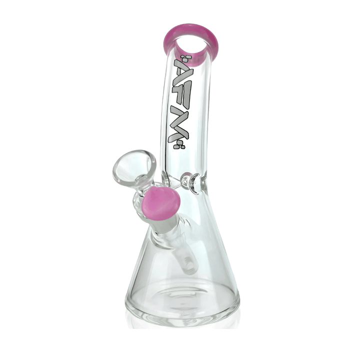AFM Glass 8.5" Bent Beaker Glass Water Pipe, Pink