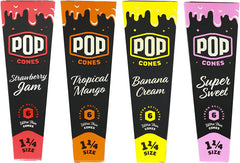 Pop Cones 1 ¼ Size 6pk Pre-Rolled Cones with Flavor Tip - Mixed Bundle 4PK - Discreet Smoker