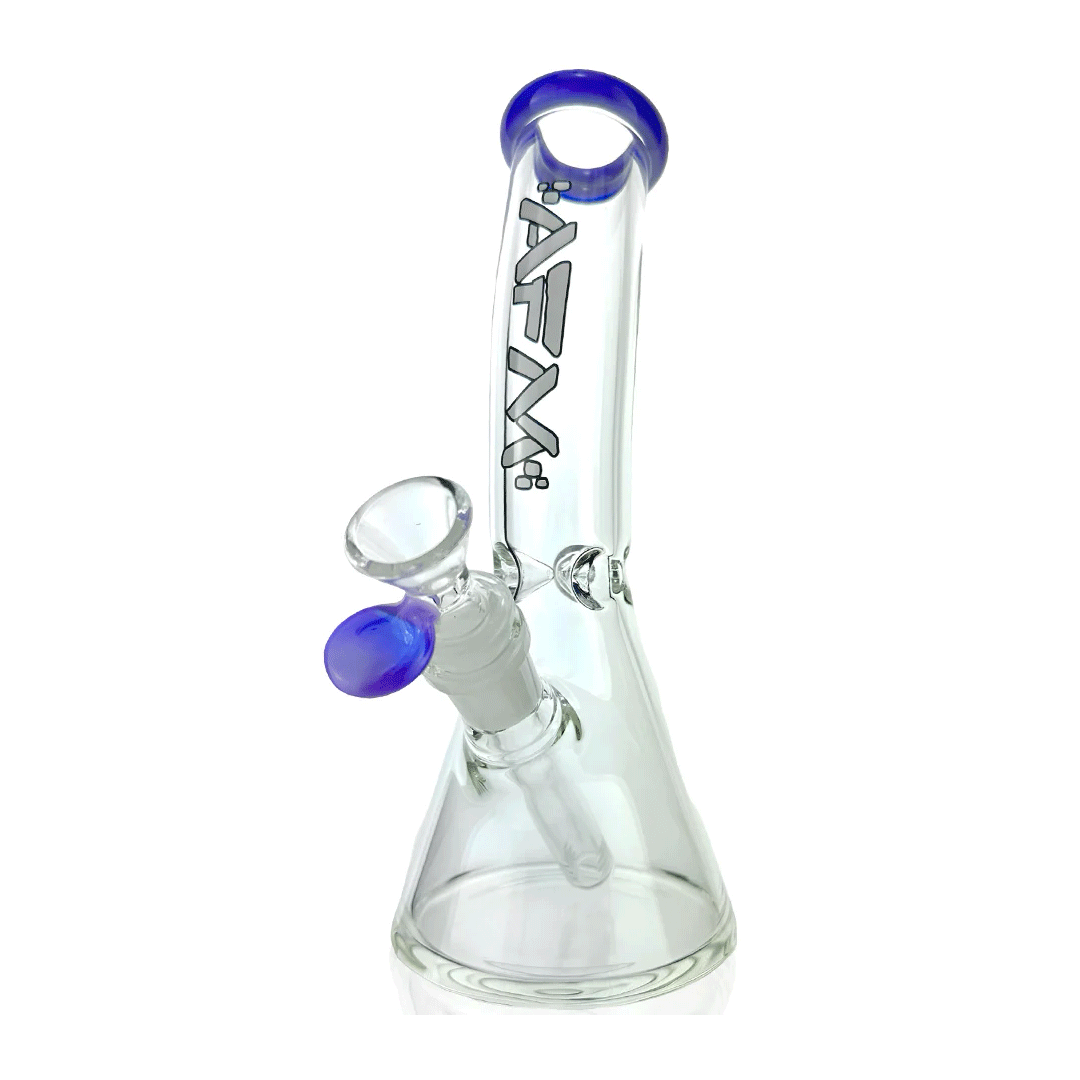 AFM Glass 8.5" Bent Beaker Glass Water Pipe - Discreet Smoker