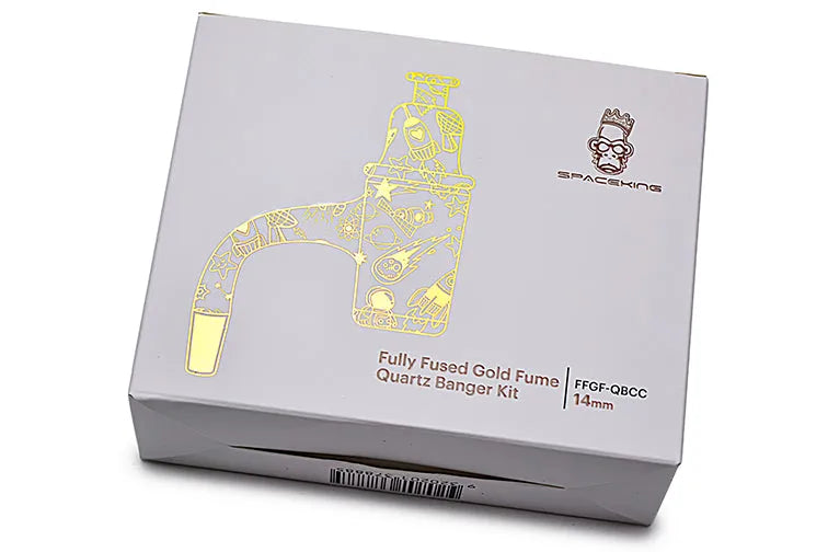 Space King Fully Fused Gold Fume Banger Kit (White / Gold) - Discreet Smoker