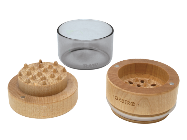 RAW Natural Wood Grinder - 65mm - Discreet Smoker