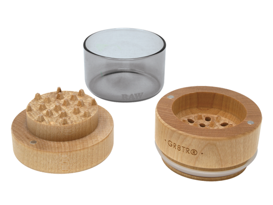 RAW Natural Wood Grinder - 65mm - Discreet Smoker