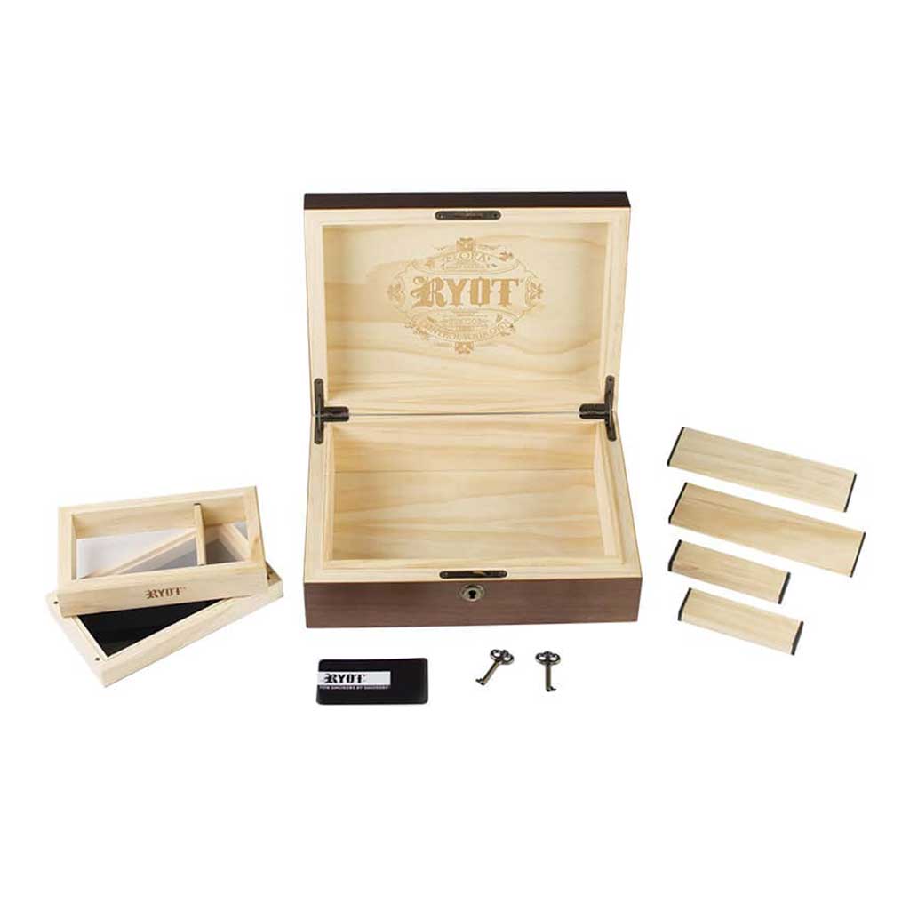 RYOT HUMIDOR WALNUT COMBO BOX (8X11) - Discreet Smoker