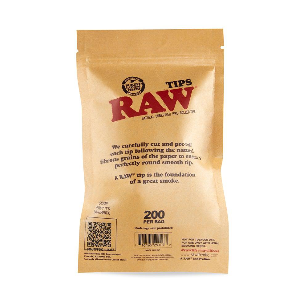 Raw Pre-Rolled Tips in Pouch - 200ct - Discreet Smoker