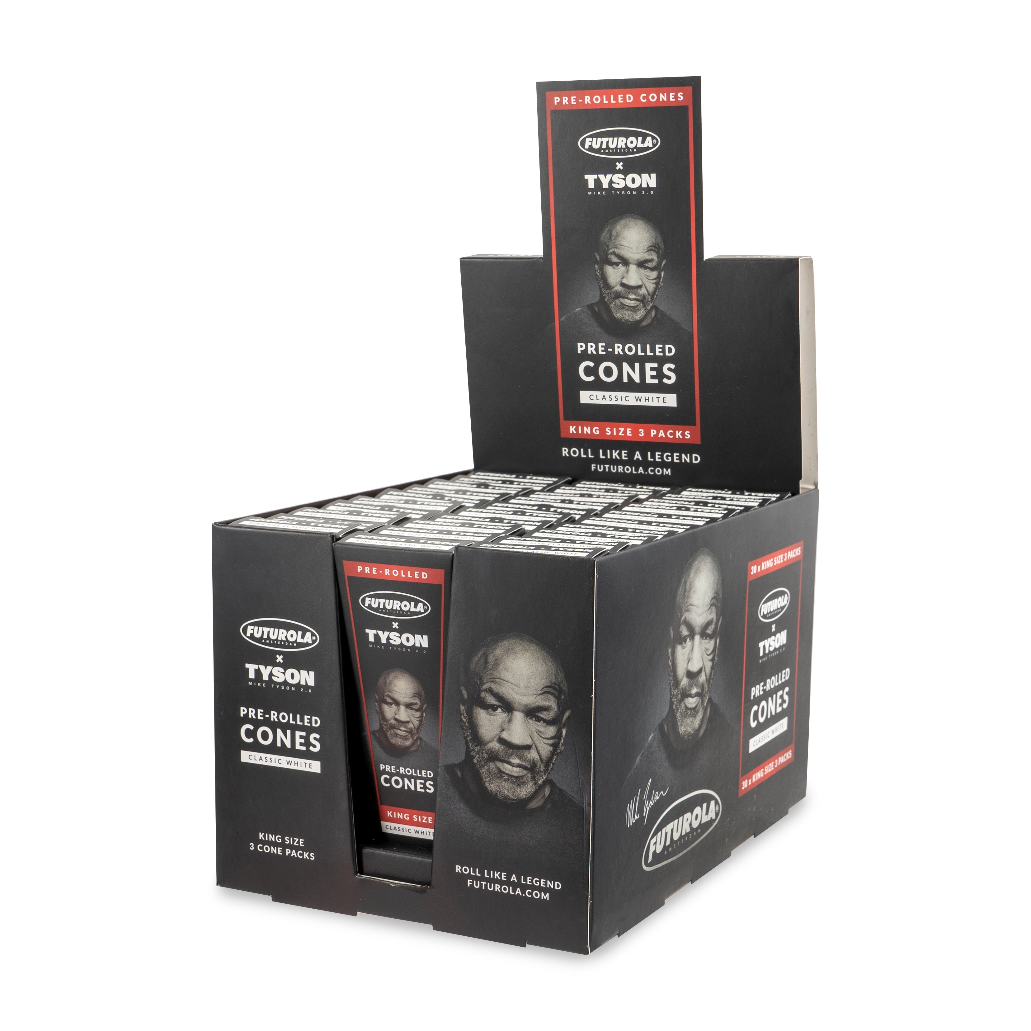 Futurola x Tyson 3pk King Size Cones – 30ct Display - Discreet Smoker
