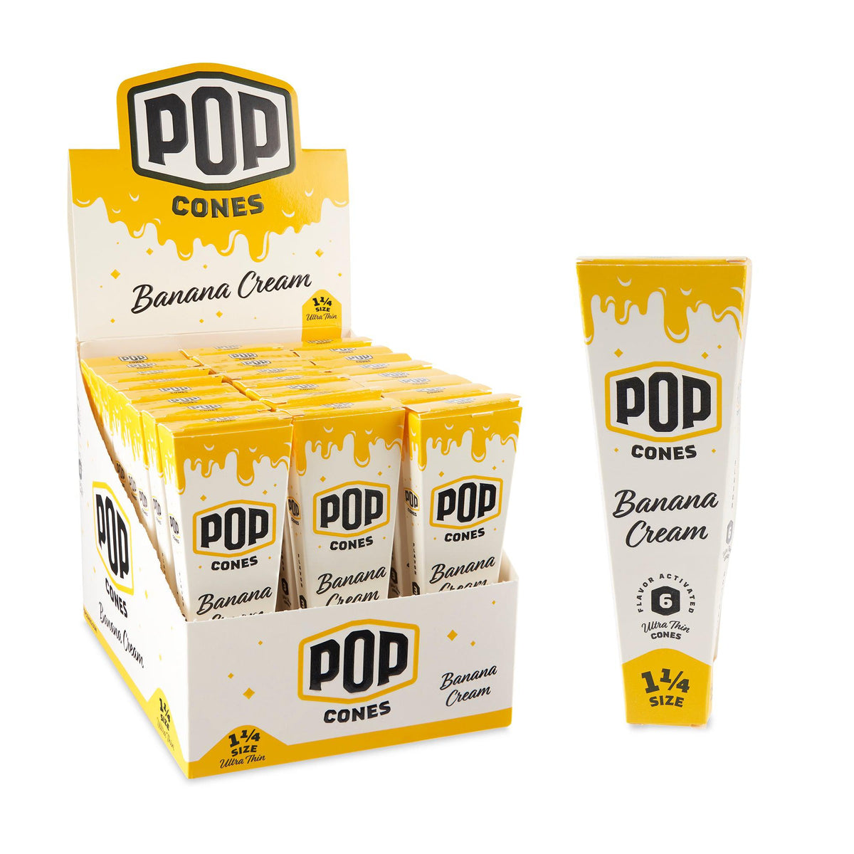 Pop Cones 1 ¼ Size Ultra Thin 6pk Cones - 24ct Display - Discreet Smoker