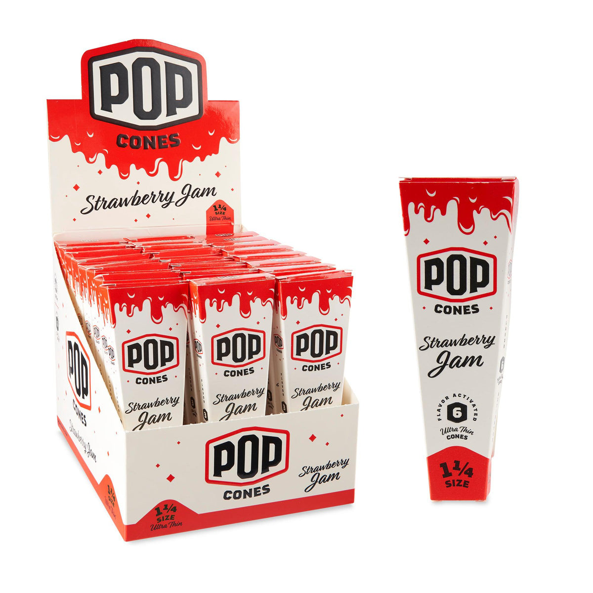 Pop Cones 1 ¼ Size Ultra Thin 6pk Cones - 24ct Display - Discreet Smoker