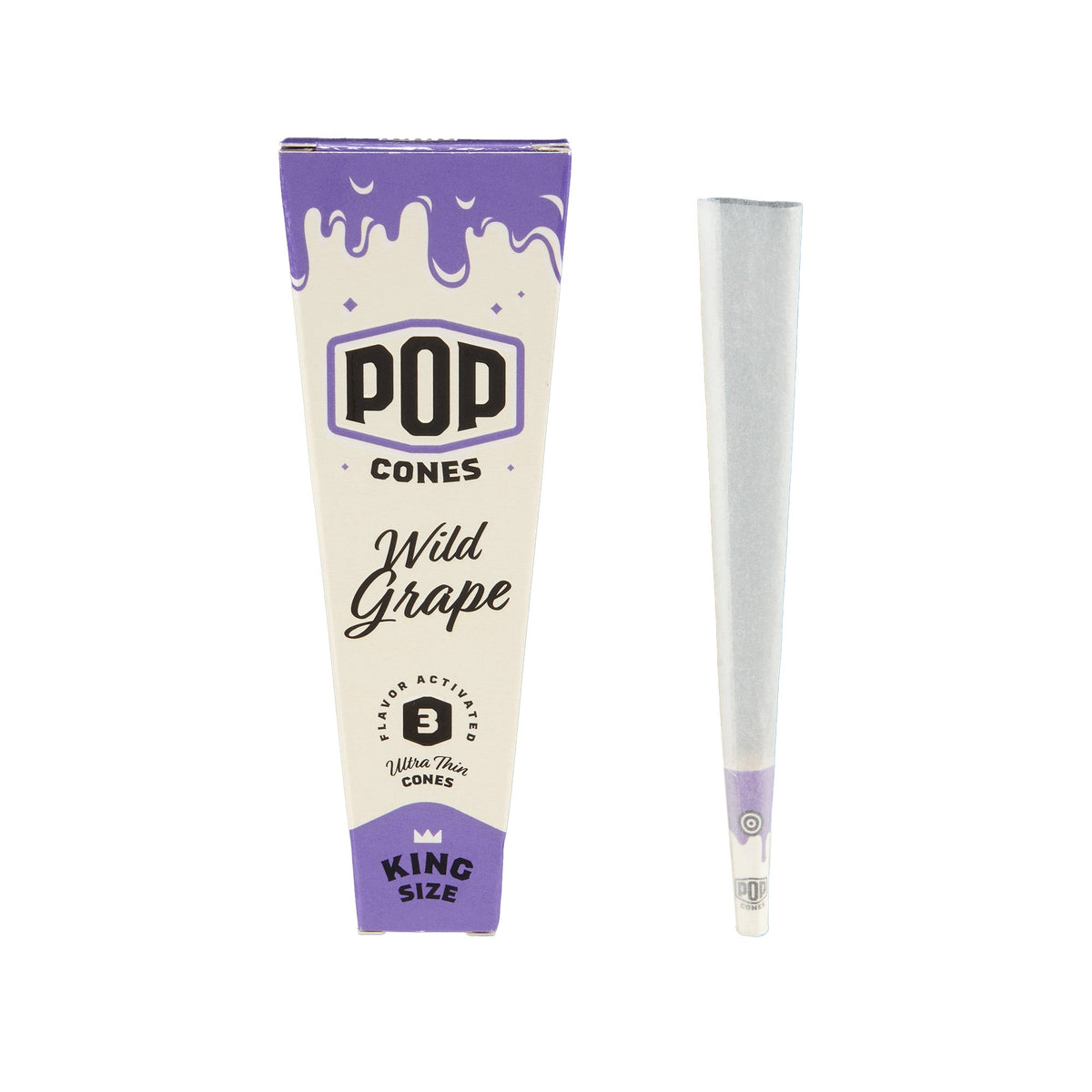 Pop Cones King Size Ultra Thin 3pk Cones - 24ct Display - Discreet Smoker
