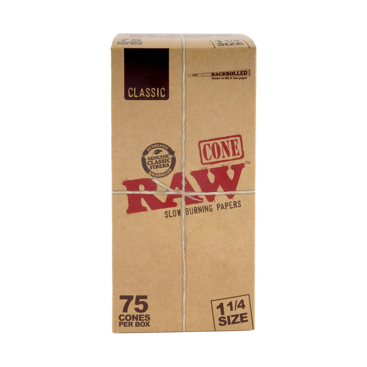 RAW Classic 1 ¼ Size Backrolled Cones – 75ct - Discreet Smoker