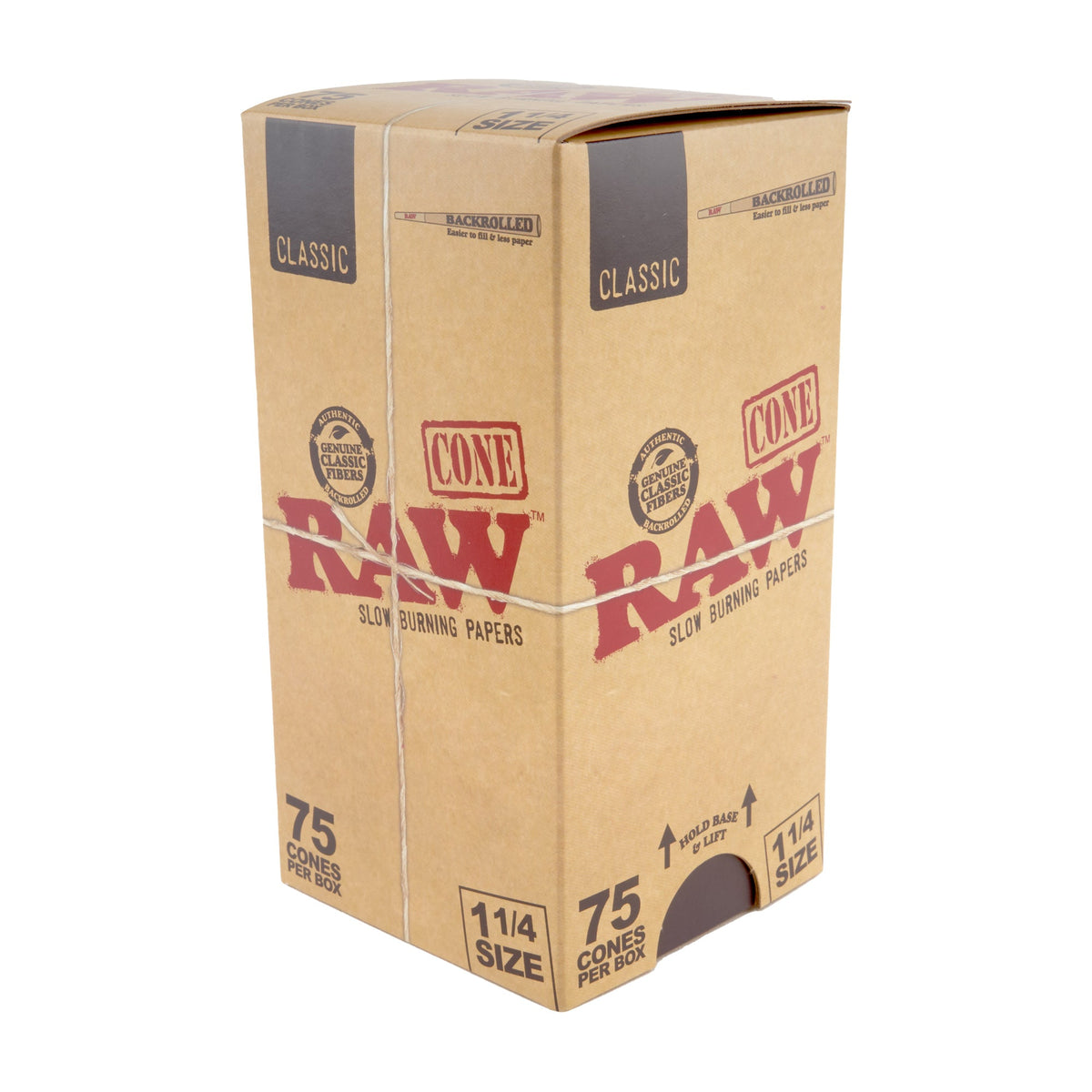 RAW Classic 1 ¼ Size Backrolled Cones – 75ct - Discreet Smoker