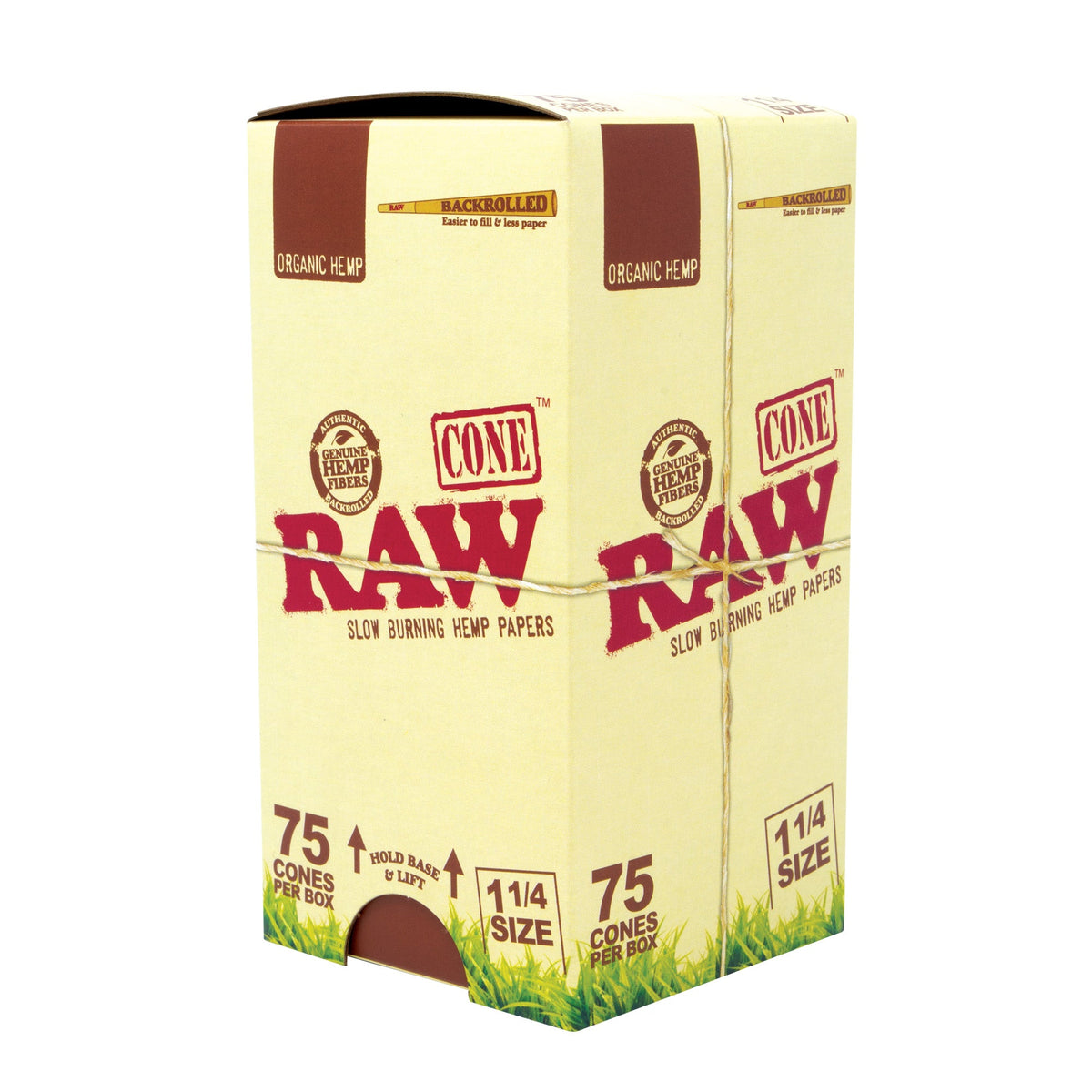 RAW Organic 1 ¼ Size Backrolled Cones – 75ct - Discreet Smoker