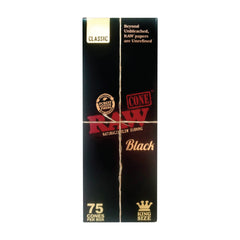 Raw Black King Size Backrolled Cones - 75ct - Discreet Smoker