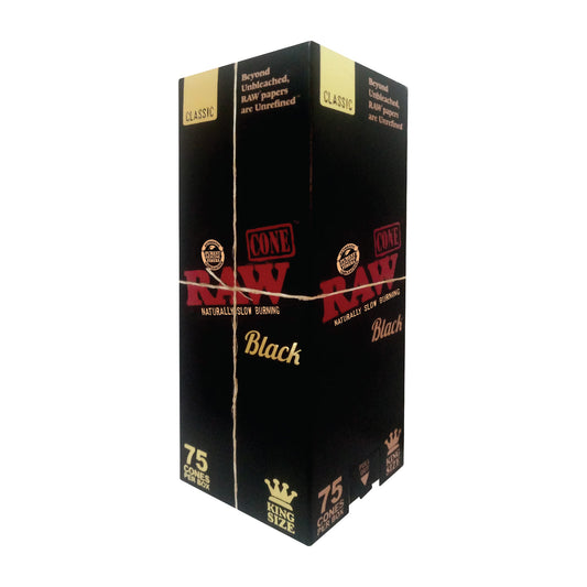 Raw Black King Size Backrolled Cones - 75ct - Discreet Smoker