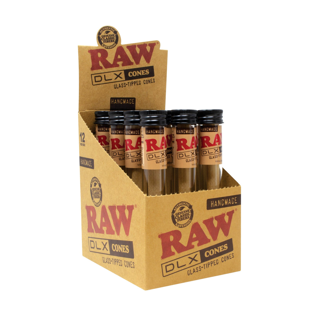 RAW DLX Glass-Tipped Cones – 12ct - Discreet Smoker