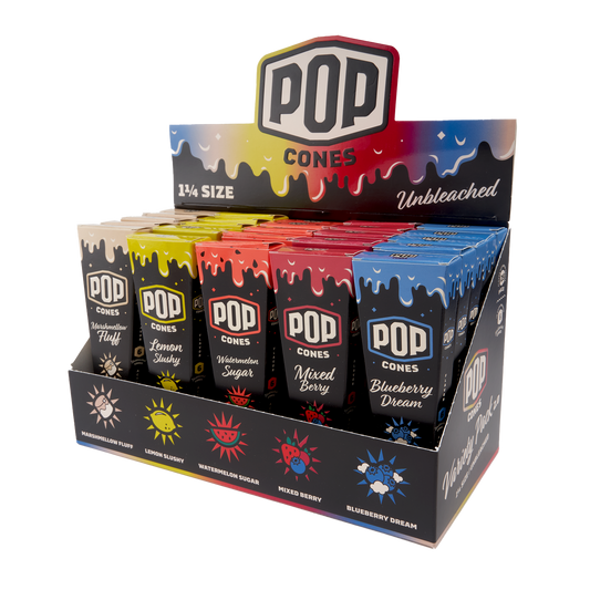 Pop Cones Unbleached Assorted Flavor Cones – 25ct Display