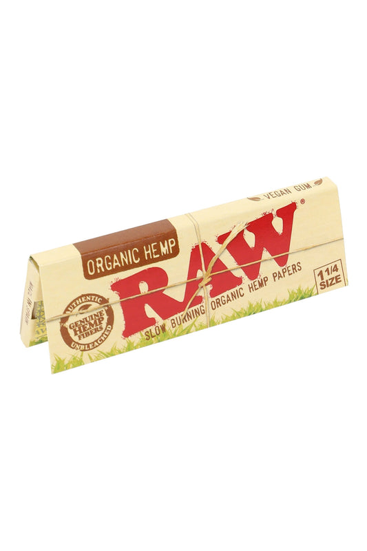 RAW Organic Hemp Rolling Papers – 1¼ – 50 Leaves – 24-Count Display - Discreet Smoker