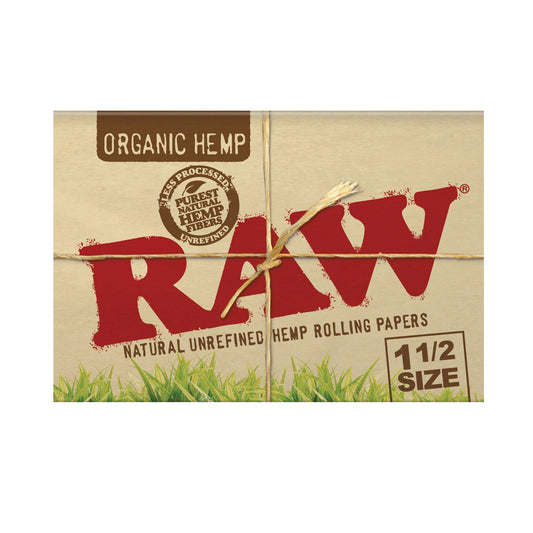 25PC DISPLAY - RAW Organic Hemp Rolling Papers - 1 1/2" - Discreet Smoker
