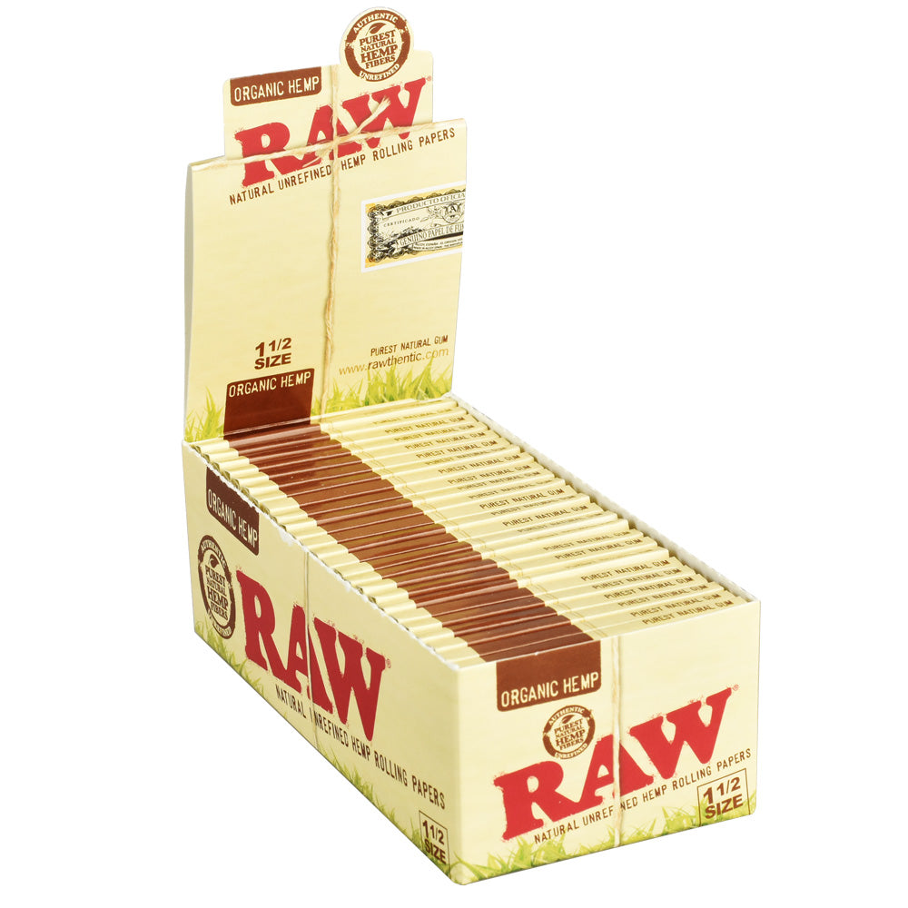 25PC DISPLAY - RAW Organic Hemp Rolling Papers - 1 1/2" - Discreet Smoker