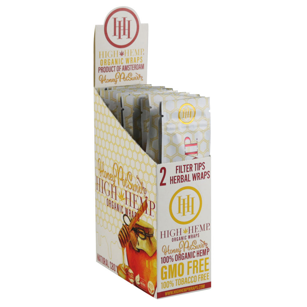 25PC DISP - High Hemp Organic CBD Wraps - 2pk - Discreet Smoker