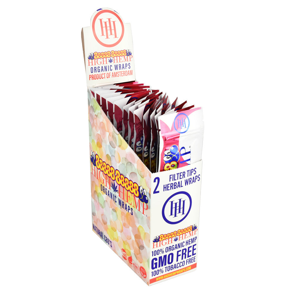 25PC DISP - High Hemp Organic CBD Wraps - 2pk - Discreet Smoker