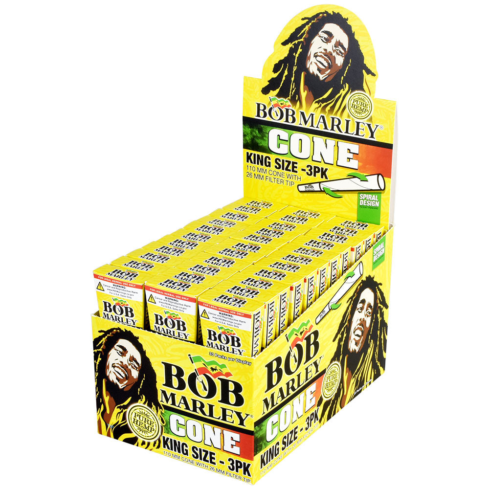 33PC DISP - Bob Marley Pre-Rolled Hemp Cones - Discreet Smoker