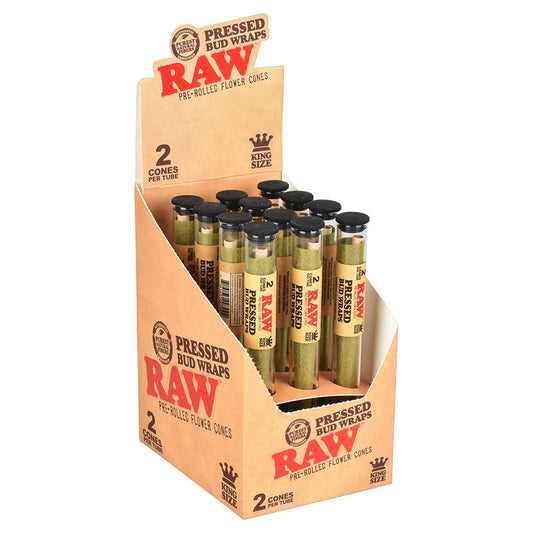 RAW Pressed Bud Wrap Cone | 12pc Display - Discreet Smoker