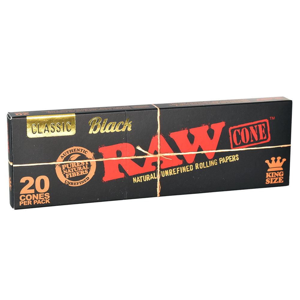 12PC DISP - RAW Black Pre-Rolled Cones - 20pk/King Size - Discreet Smoker