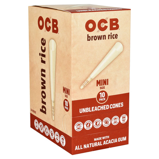 OCB Brown Rice Unbleached Cones | 24pc Display - Discreet Smoker