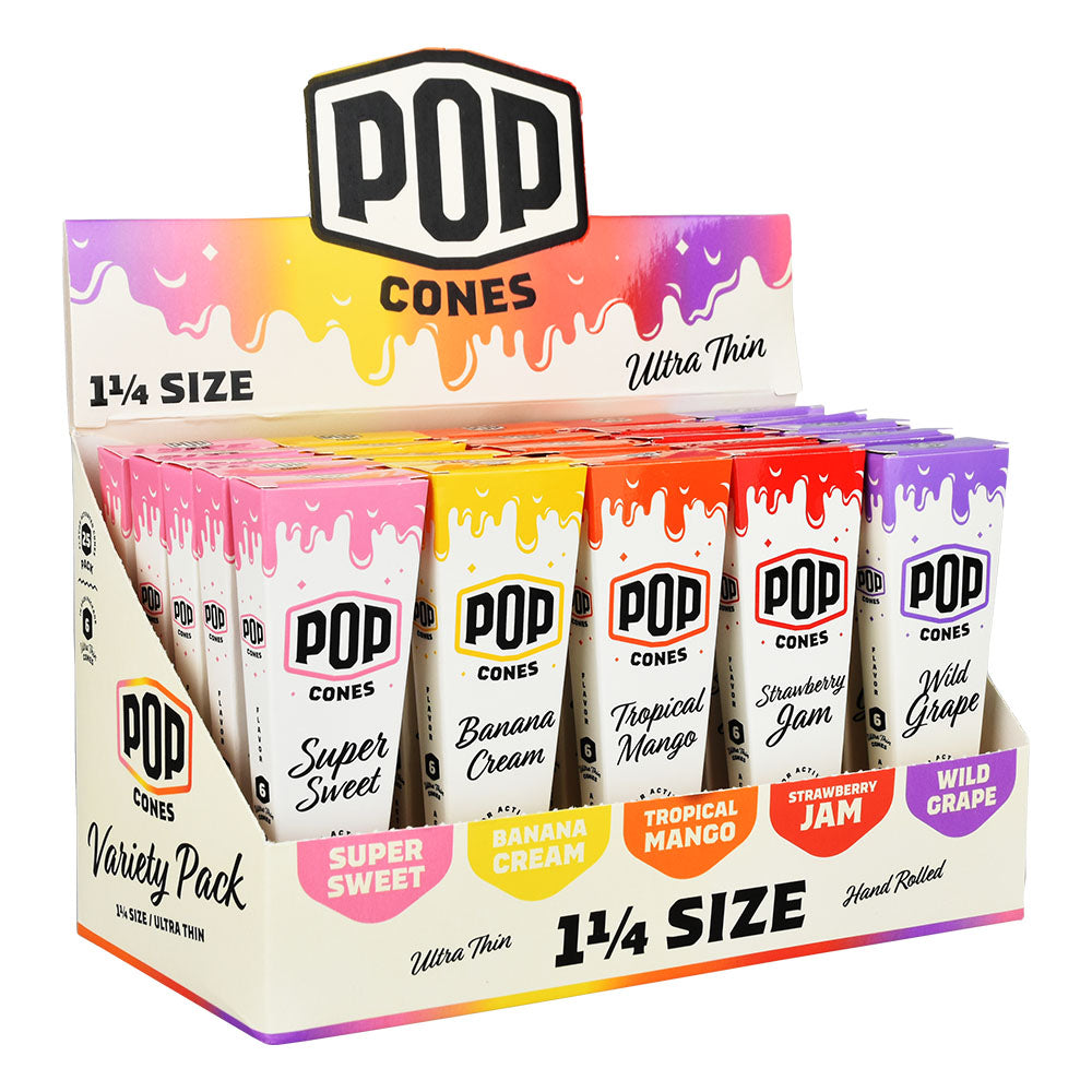 POP Cones Ultra Thin | Assorted Flavors | 25pc Display - Discreet Smoker