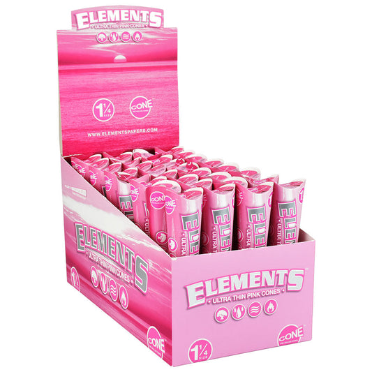 Elements Ultra Thin Pink Cones | 32pc Display - Discreet Smoker