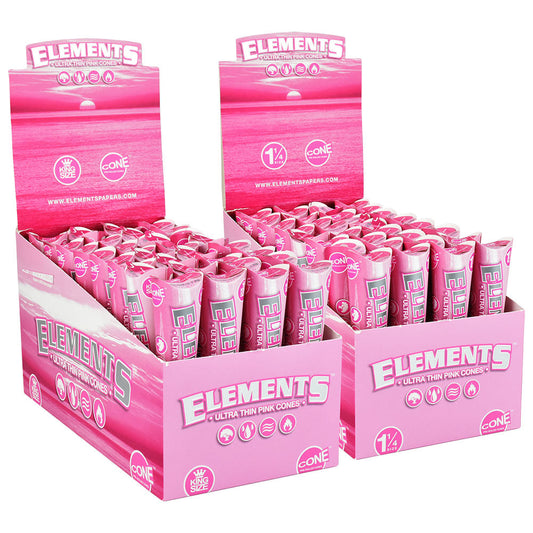 Elements Ultra Thin Pink Cones | 32pc Display - Discreet Smoker
