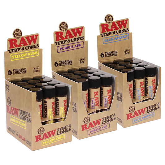 RAW TERP'd Cones | 1 1/4 | 6pc | 12pk Display - Discreet Smoker