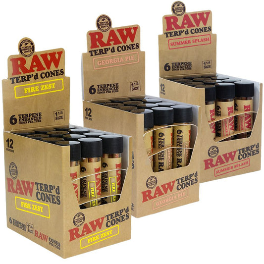 RAW TERP'd Cones | 1 1/4 | 6pc | 12pk Display - Discreet Smoker