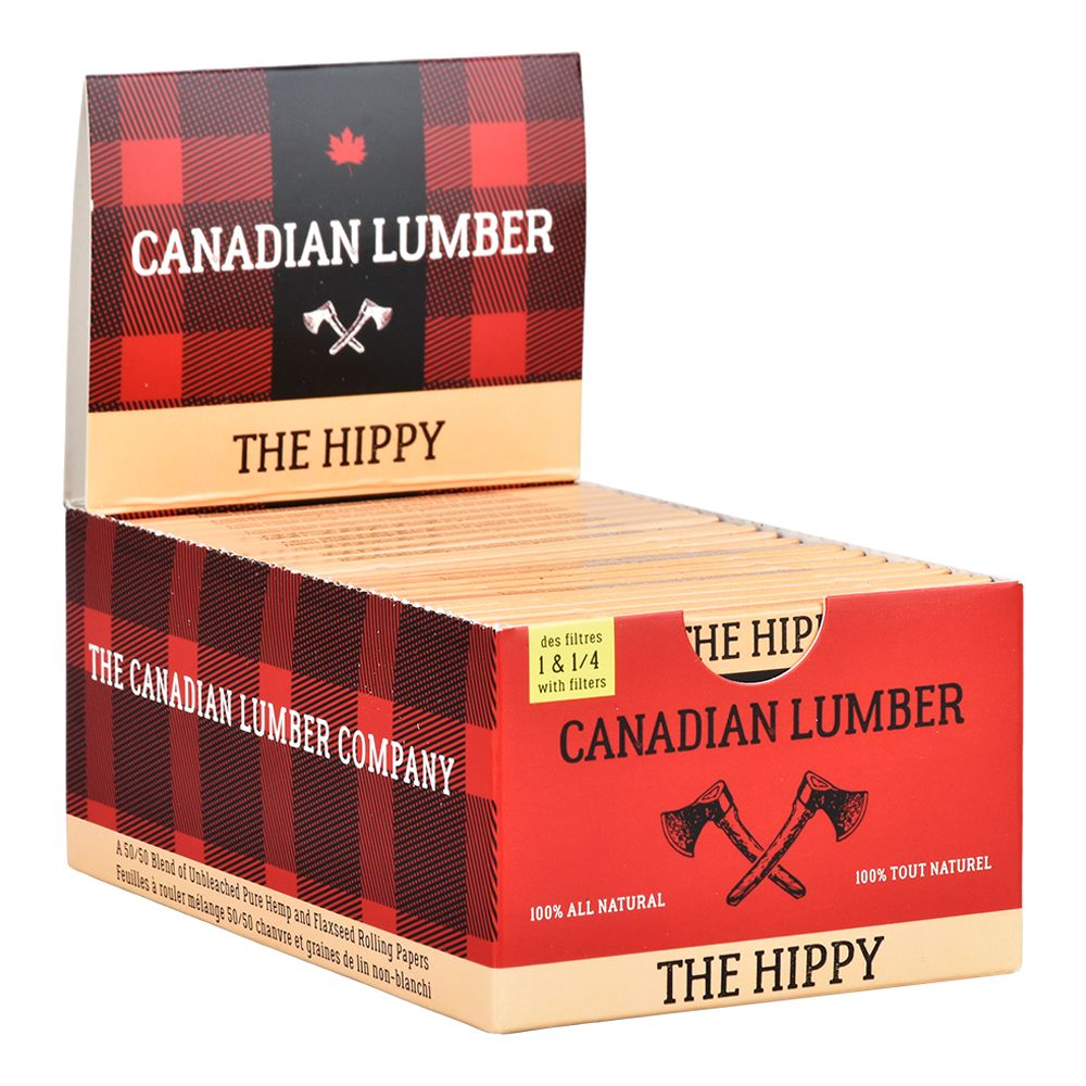 22PK DISPLAY - Canadian Lumber All Natural Rolling Papers & Tips - 1 1/4 / 40pc / The Hippy