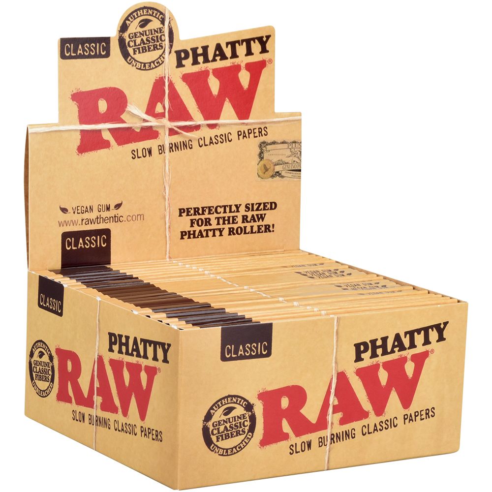24PK DISPLAY - RAW Classic Rolling Papers - Phatty / 32pc - Discreet Smoker
